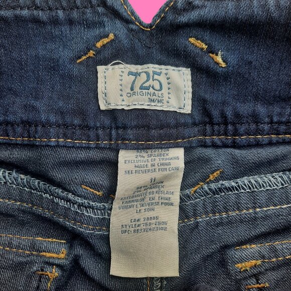 Y2K low Rise Bootcut Flare Jeans Dark Wash Flap Pockets US 11 Stretch Denim - Picture 9 of 9